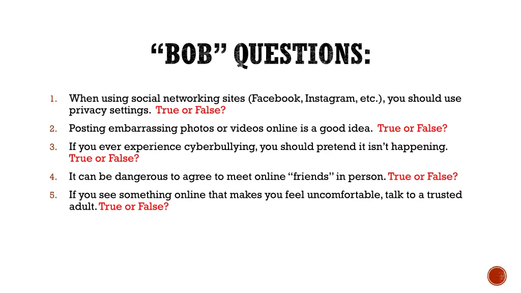 bob questions