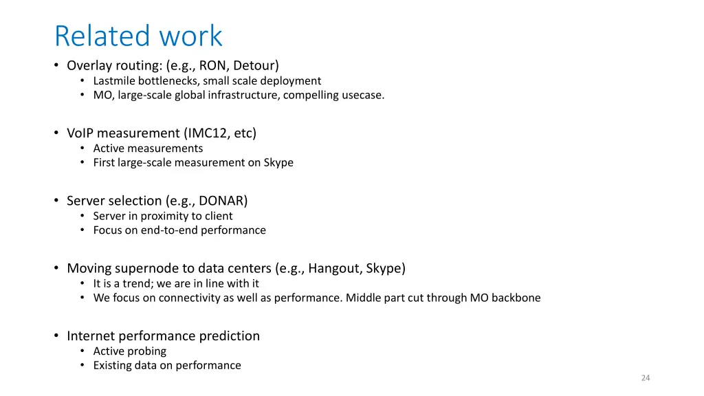 related work overlay routing e g ron detour