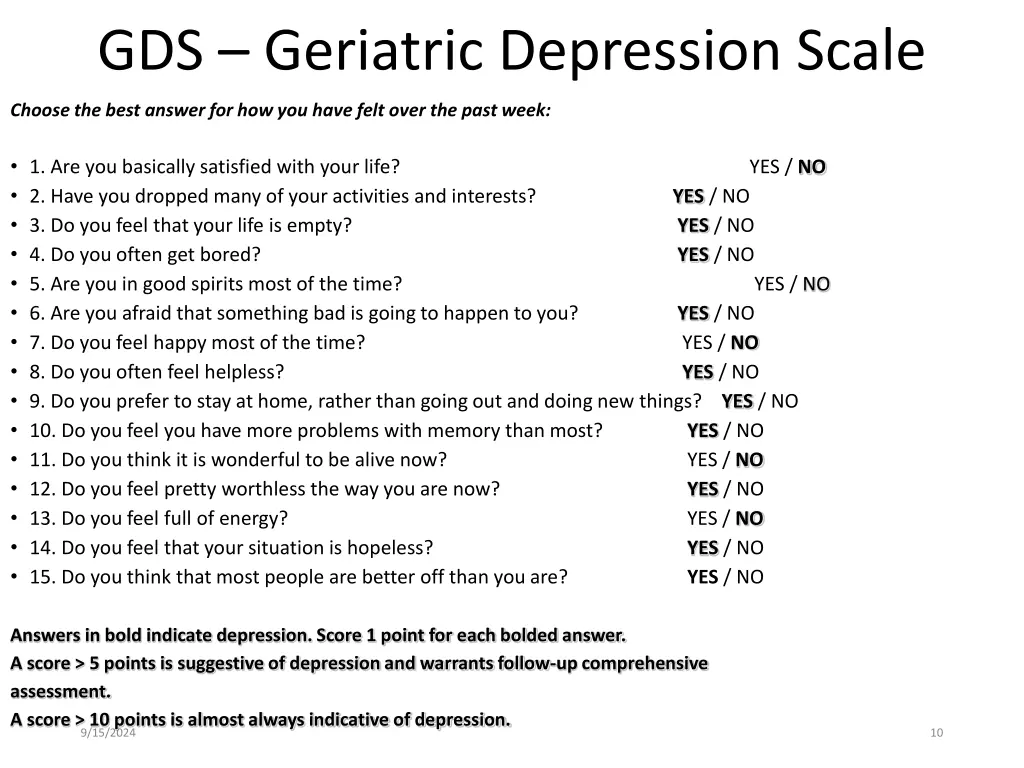 gds geriatric depression scale