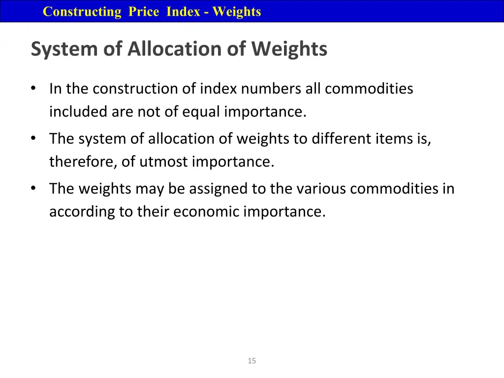 constructing price index weights