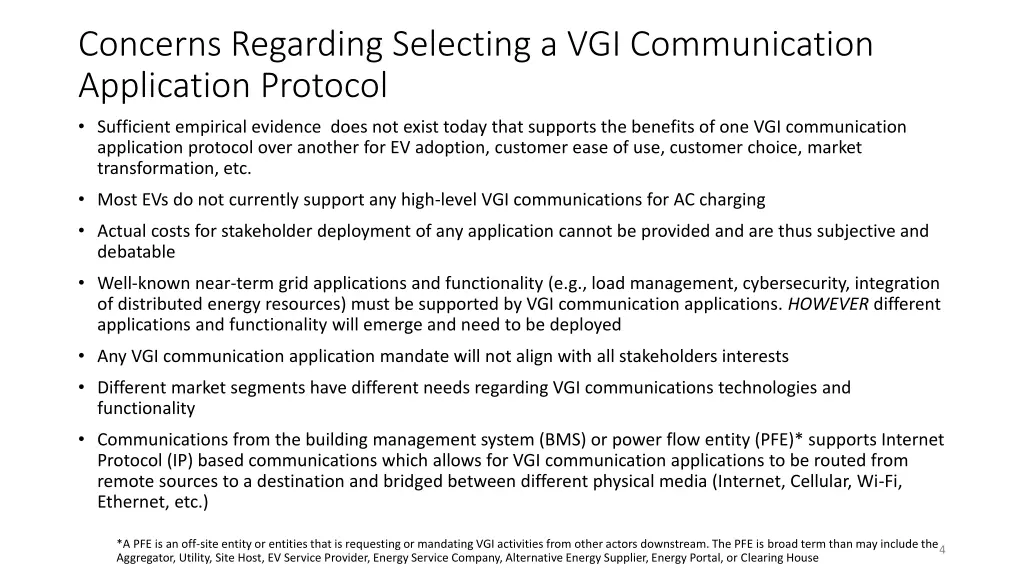 concerns regarding selecting a vgi communication