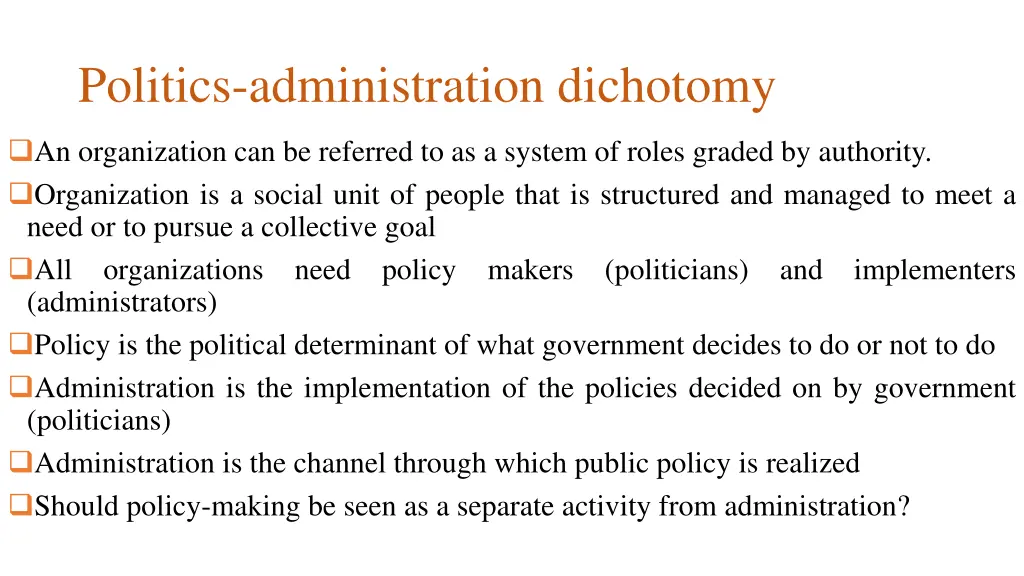 politics administration dichotomy 1