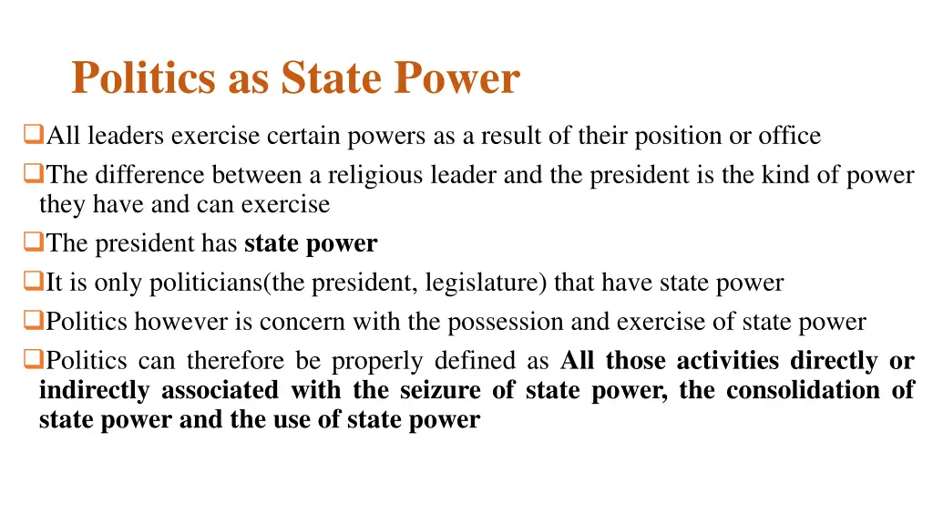 politics as state power