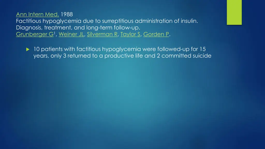 ann intern med 1988 factitious hypoglycemia