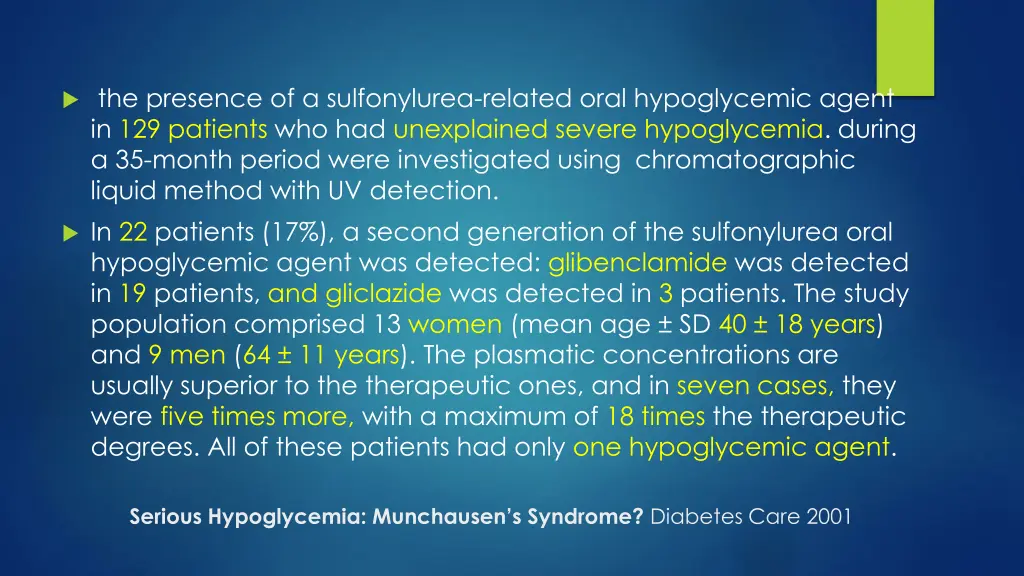 the presence of a sulfonylurea related oral