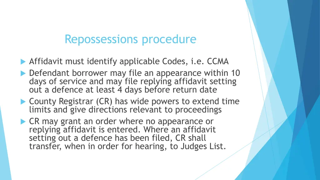 repossessions procedure 1