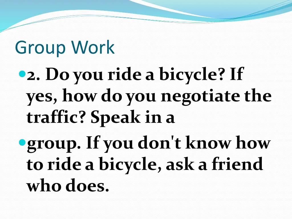 group work 2 do you ride a bicycle