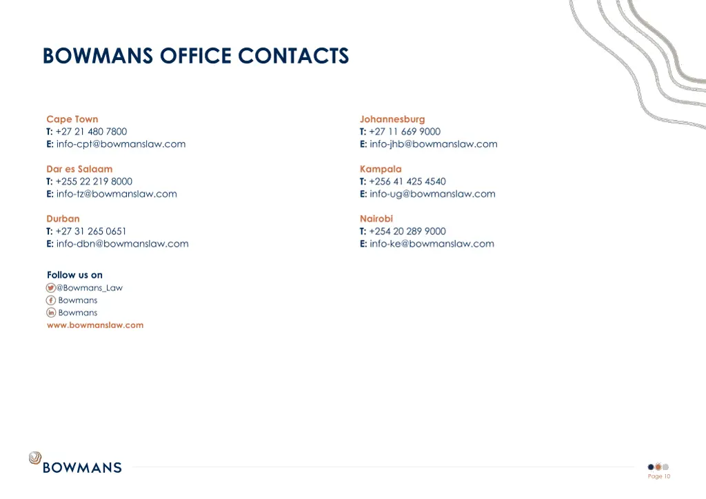 bowmans office contacts