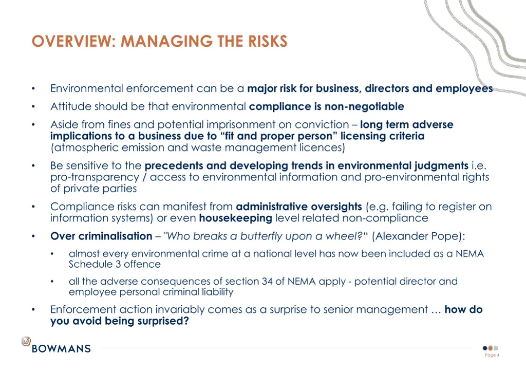 overview managing the risks