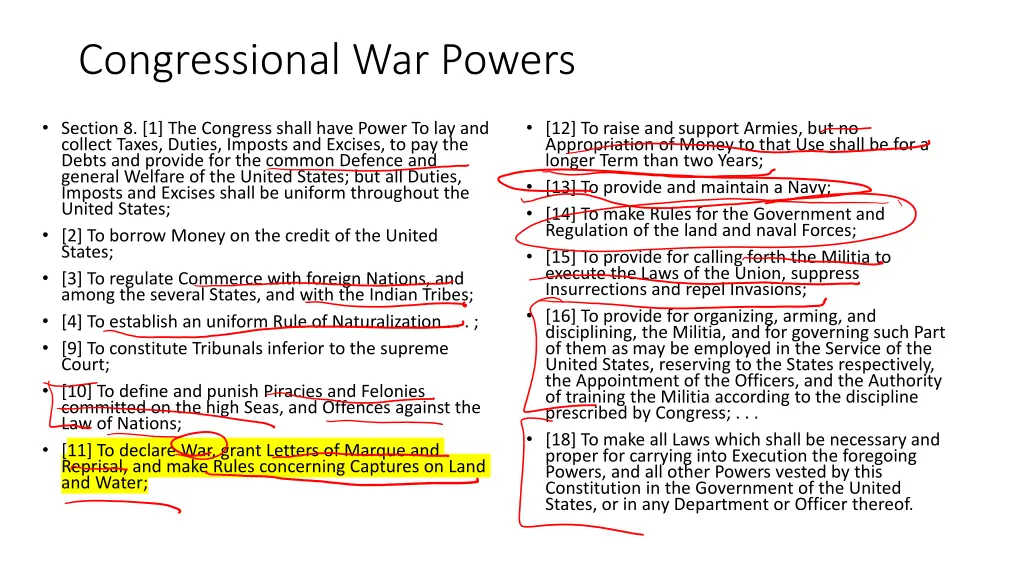 congressional war powers