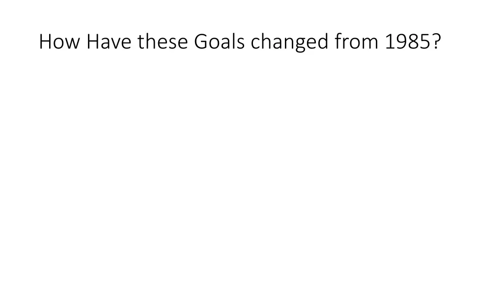 how have these goals changed from 1985