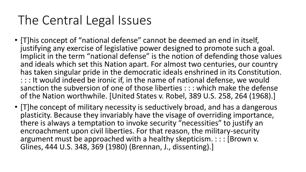 the central legal issues