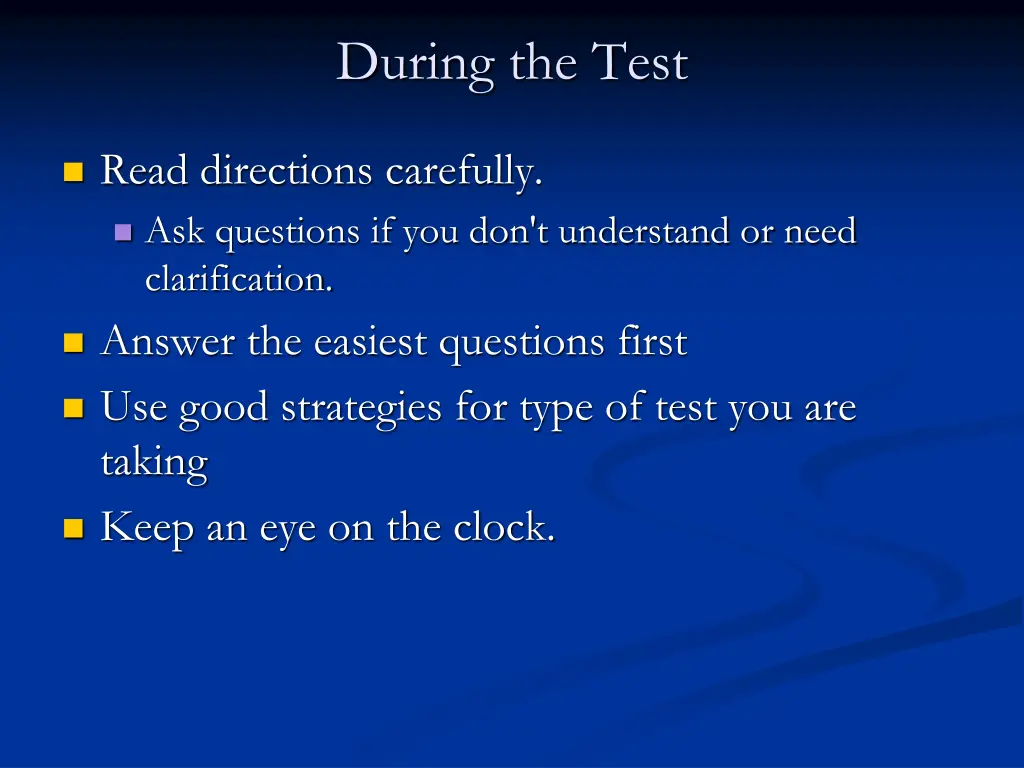 during the test 1