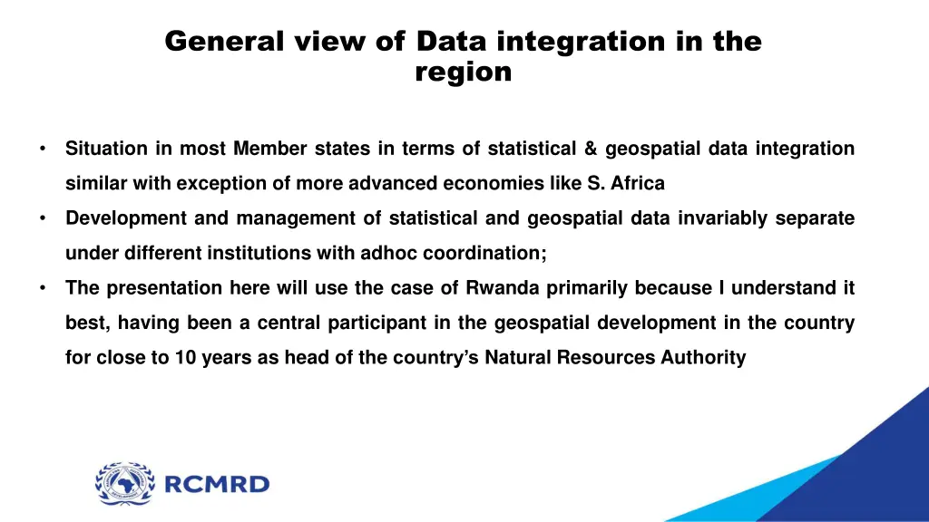 general view of data integration in the region