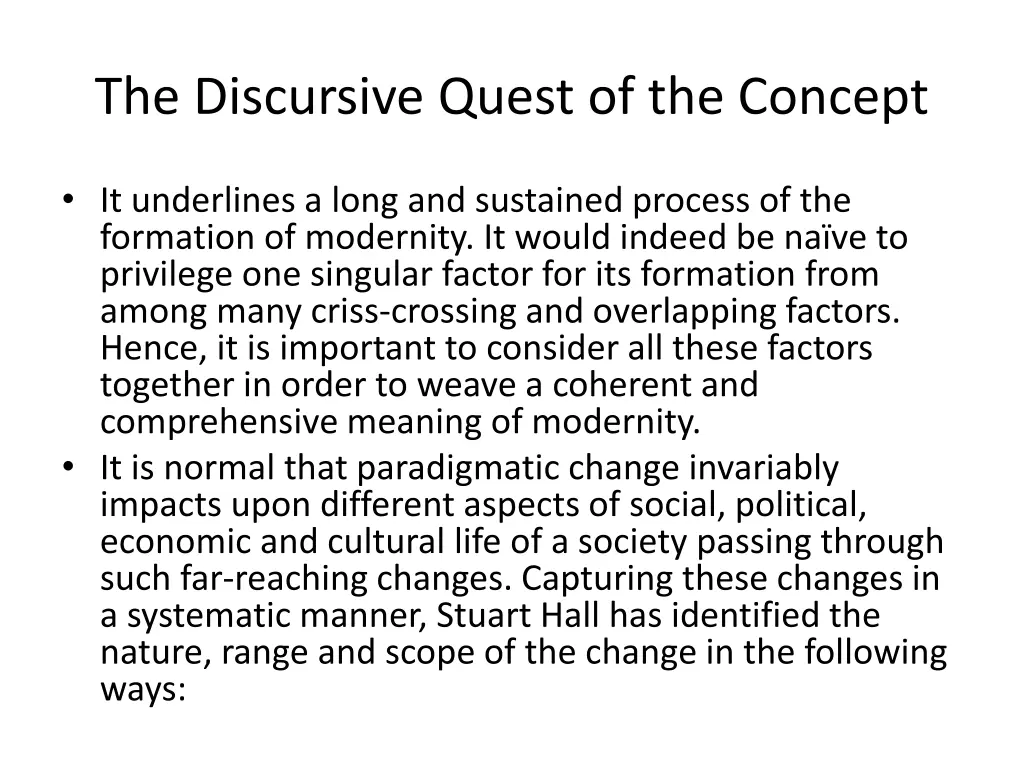 the discursive quest of the concept