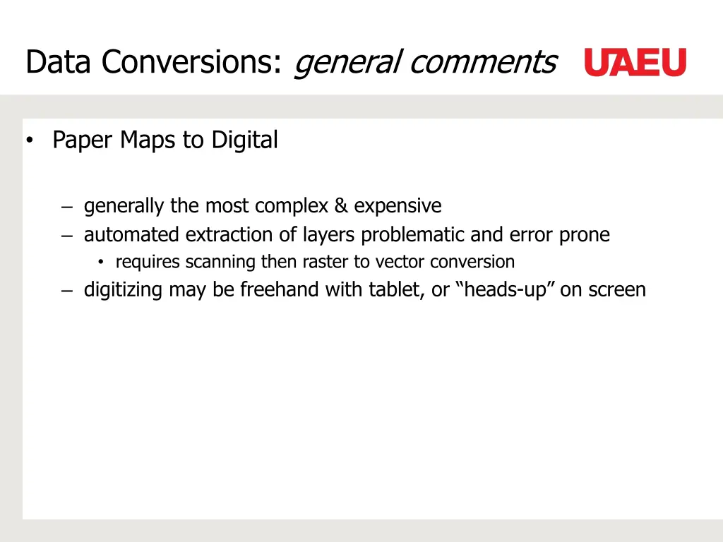 data conversions general comments