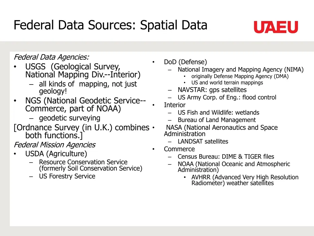 federal data sources spatial data