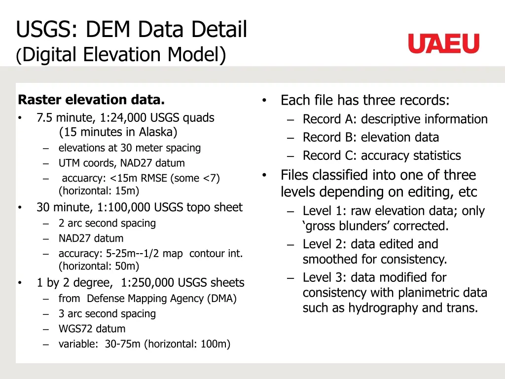 usgs dem data detail digital elevation model