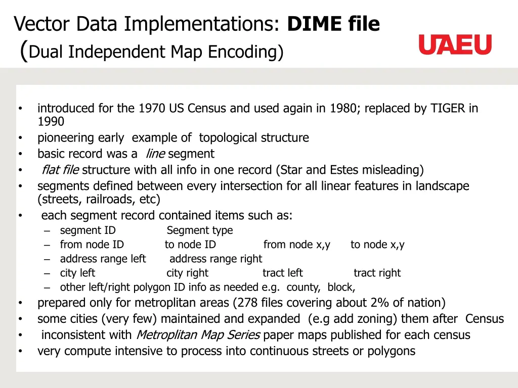 vector data implementations dime file dual