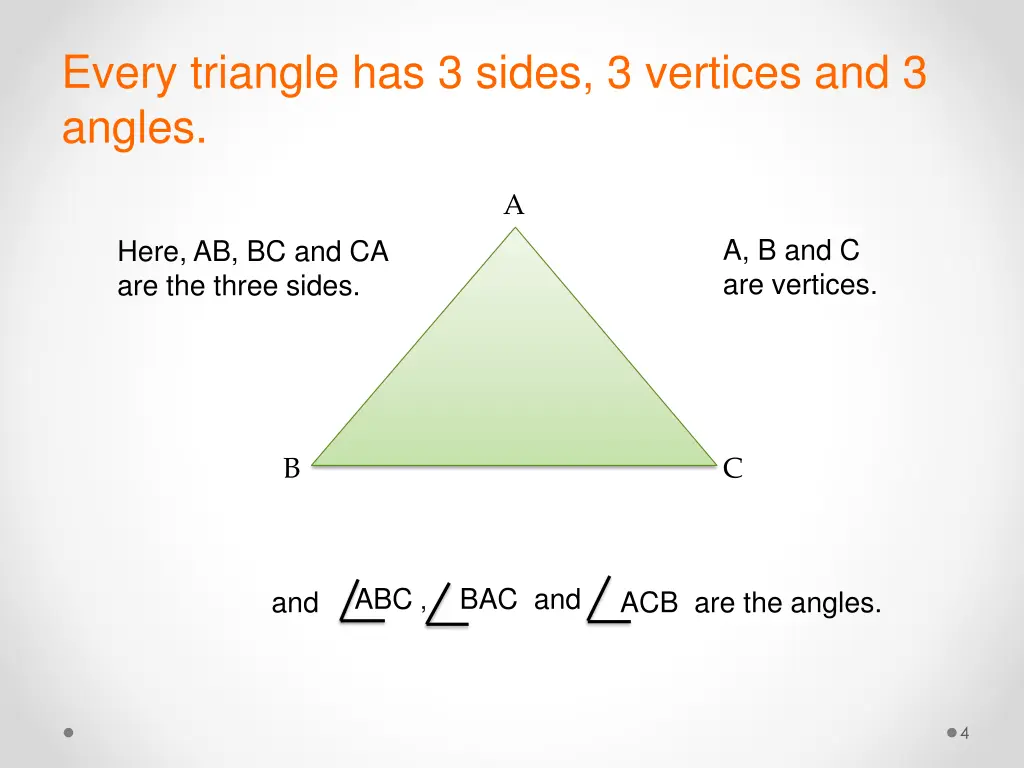 every triangle has 3 sides 3 vertices and 3 angles