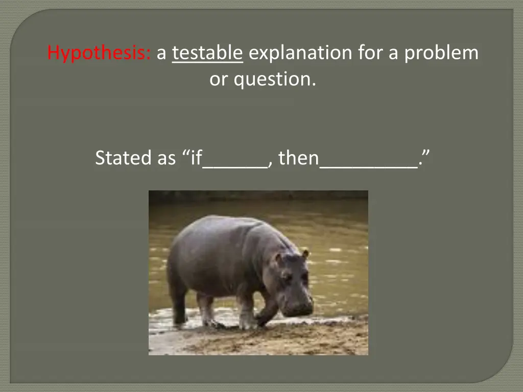 hypothesis a testable explanation for a problem