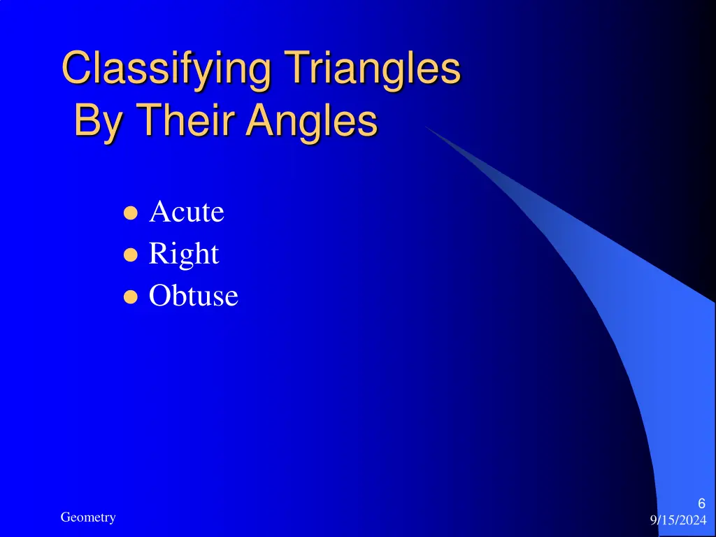 classifying triangles by their angles