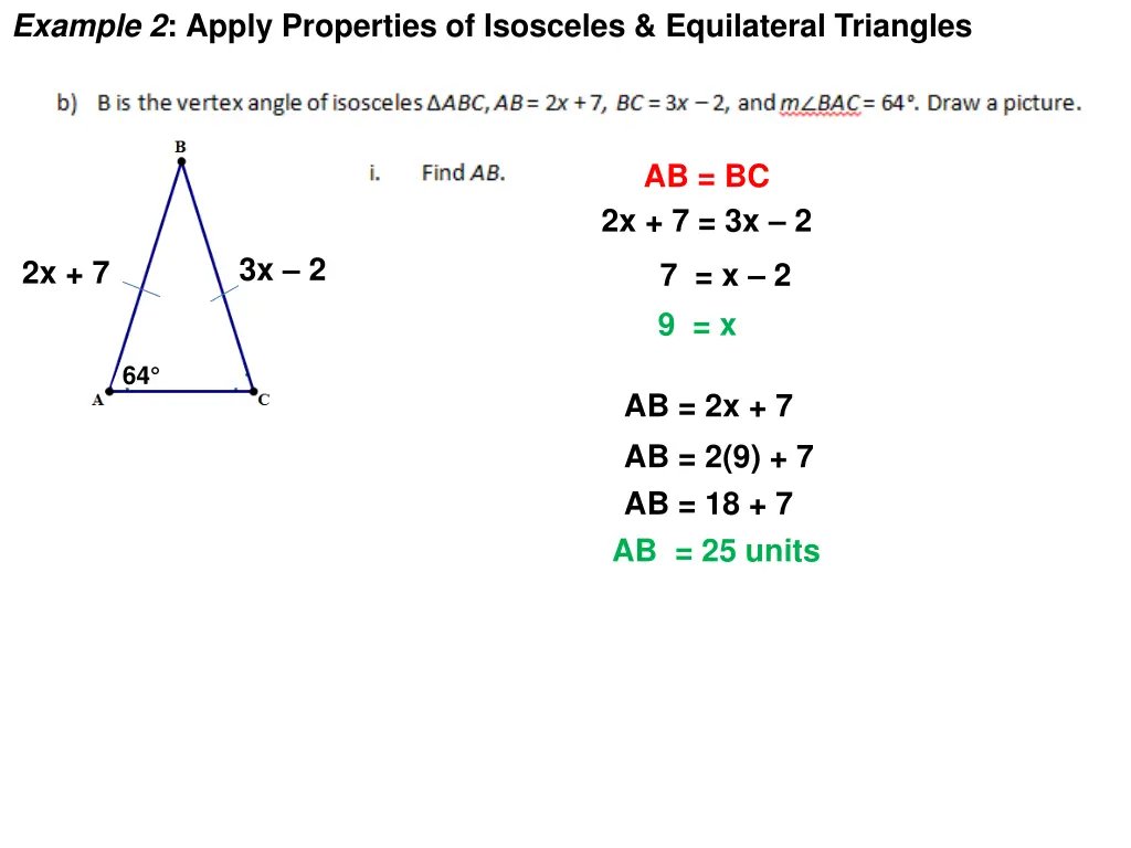 example 2 apply properties of isosceles 1