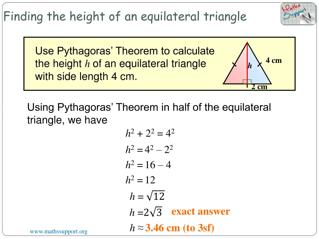 finding the height of an equilateral triangle