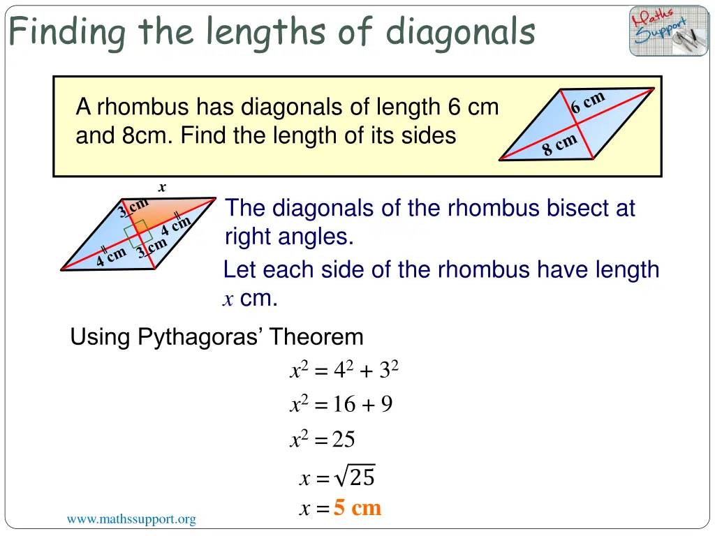 finding the lengths of diagonals 1