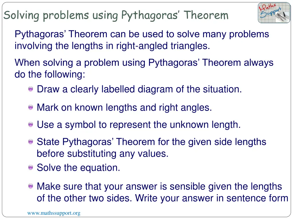 solving problems using pythagoras theorem