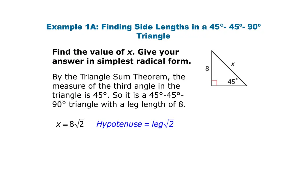 example 1a finding side lengths