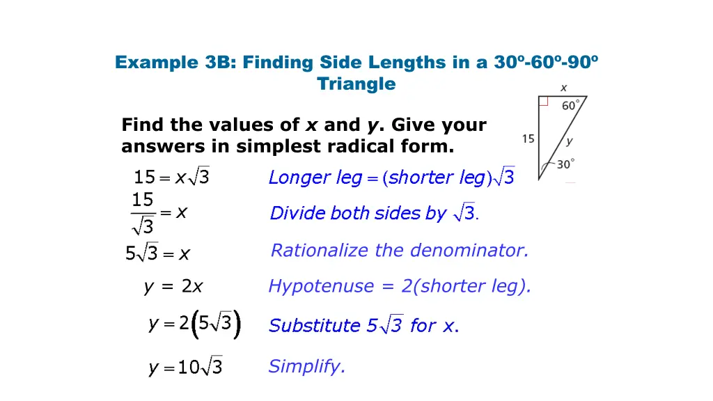 example 3b finding side lengths