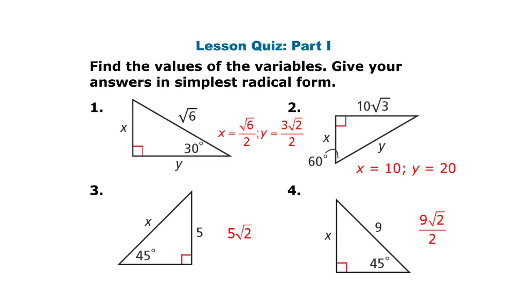 lesson quiz part i