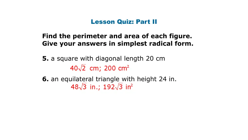 lesson quiz part ii