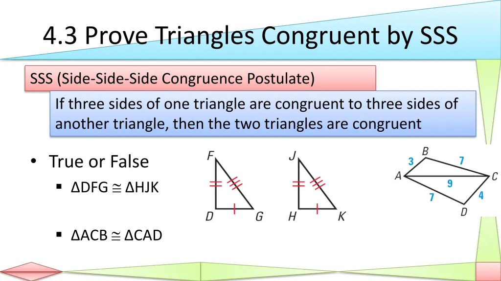 4 3 prove triangles congruent by sss