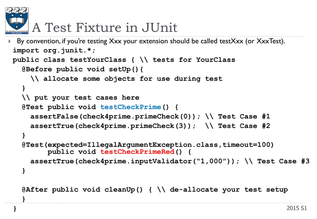 a test fixture in junit by convention