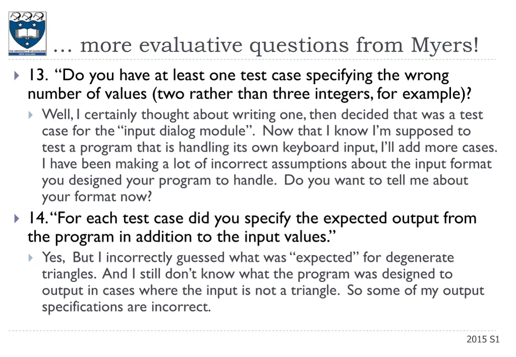 more evaluative questions from myers