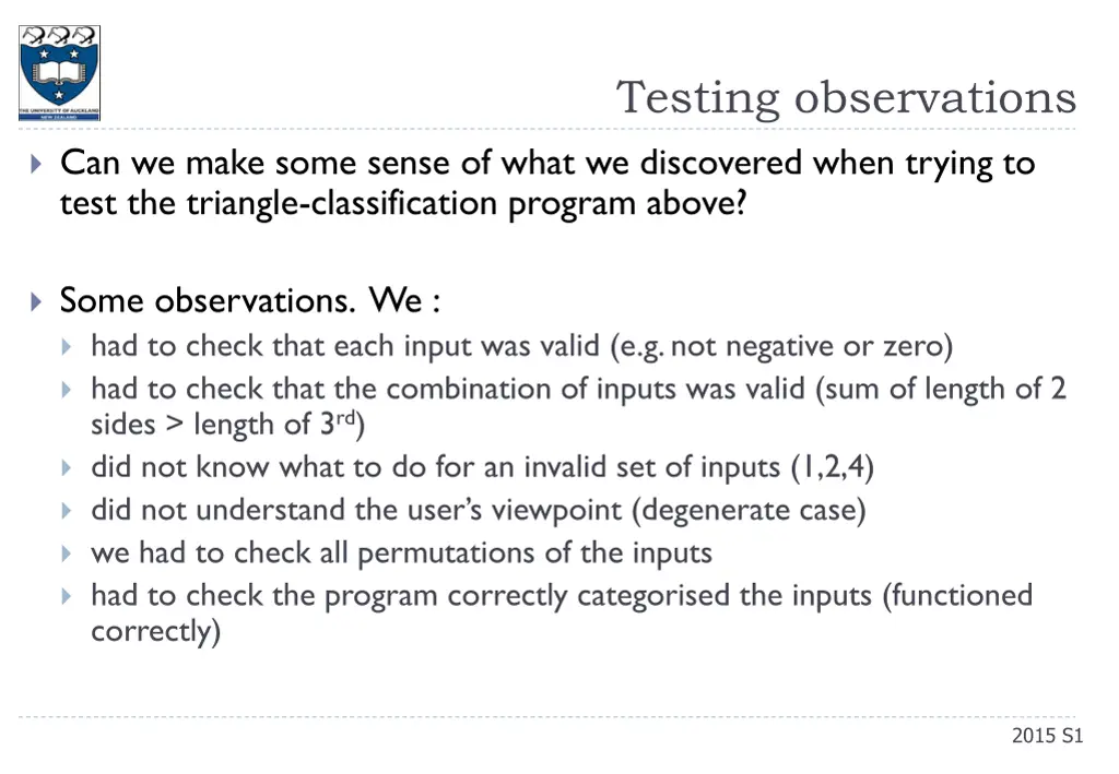 testing observations