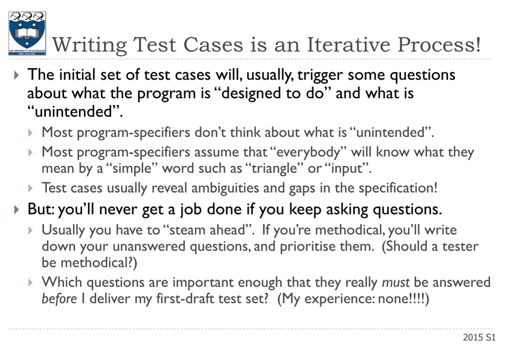 writing test cases is an iterative process