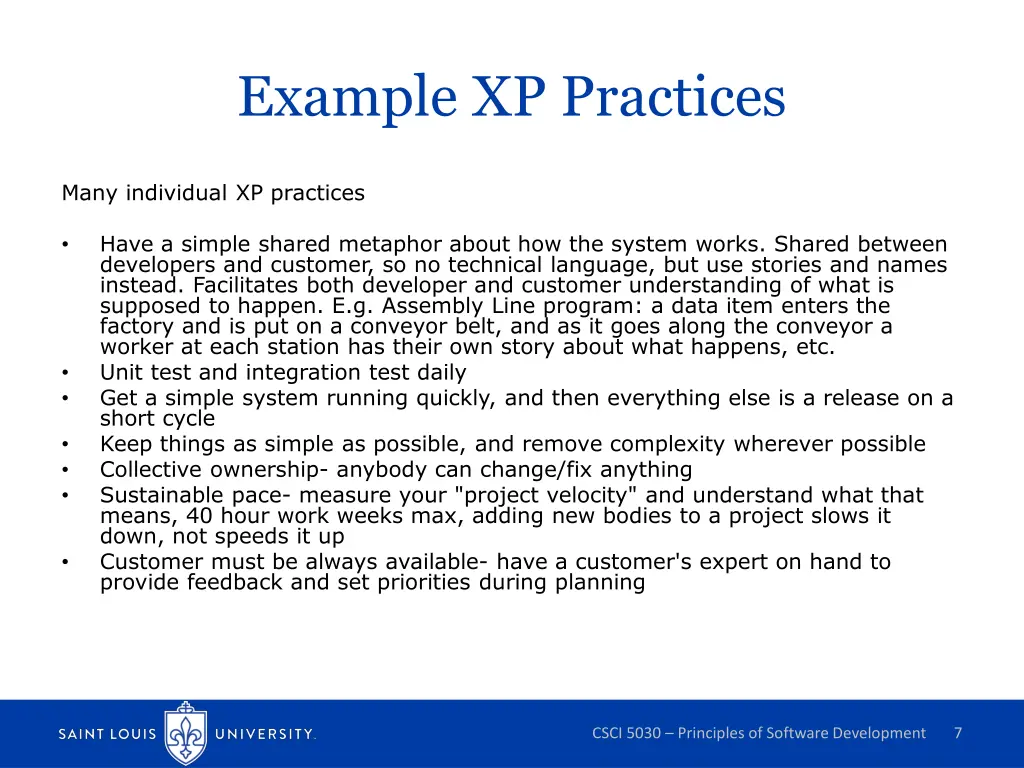 example xp practices