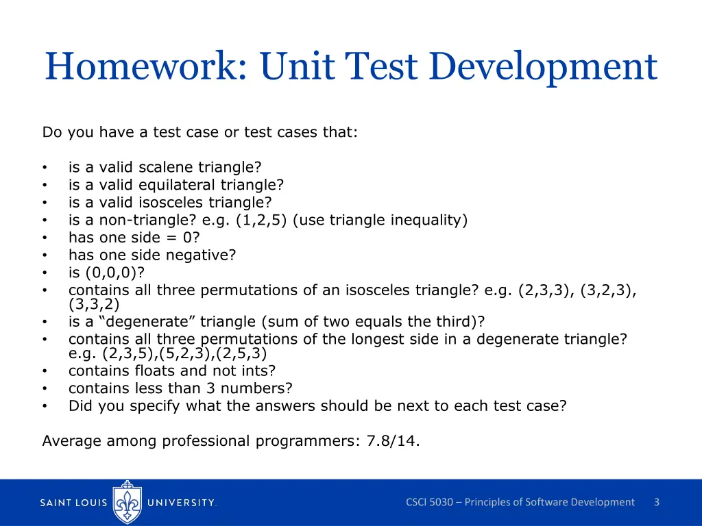 homework unit test development 1