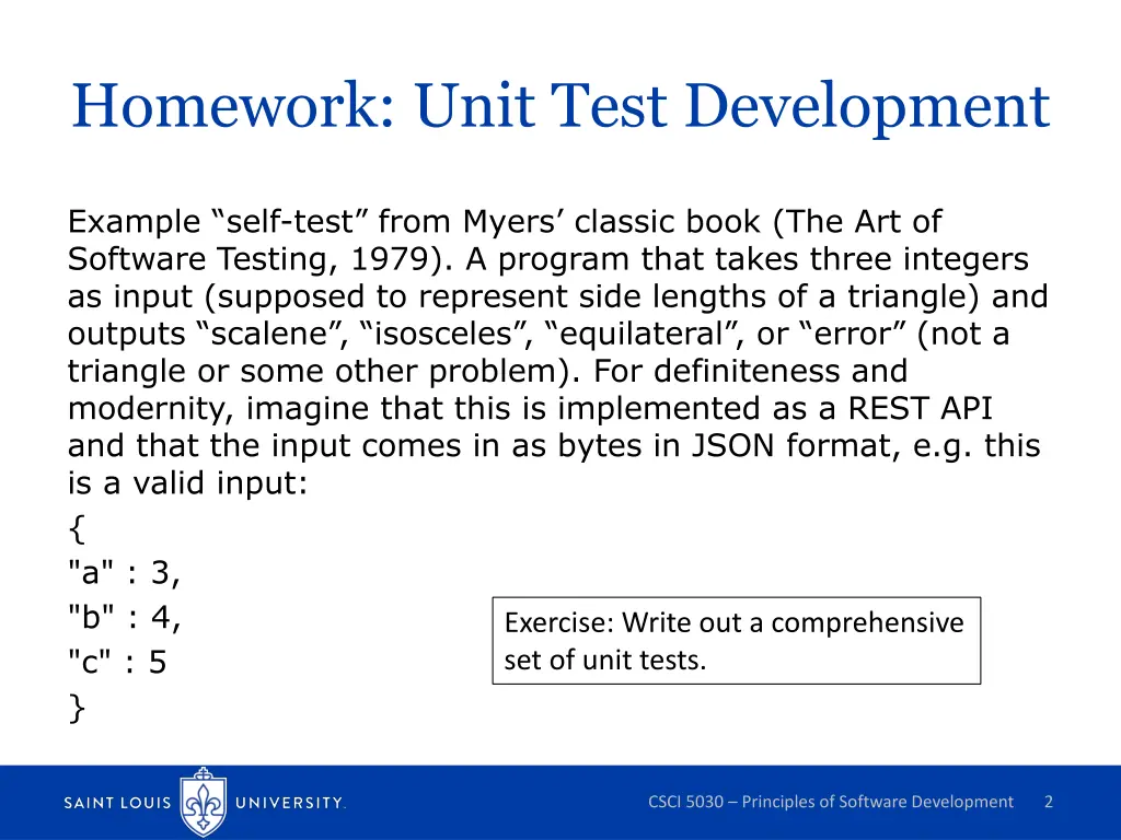 homework unit test development