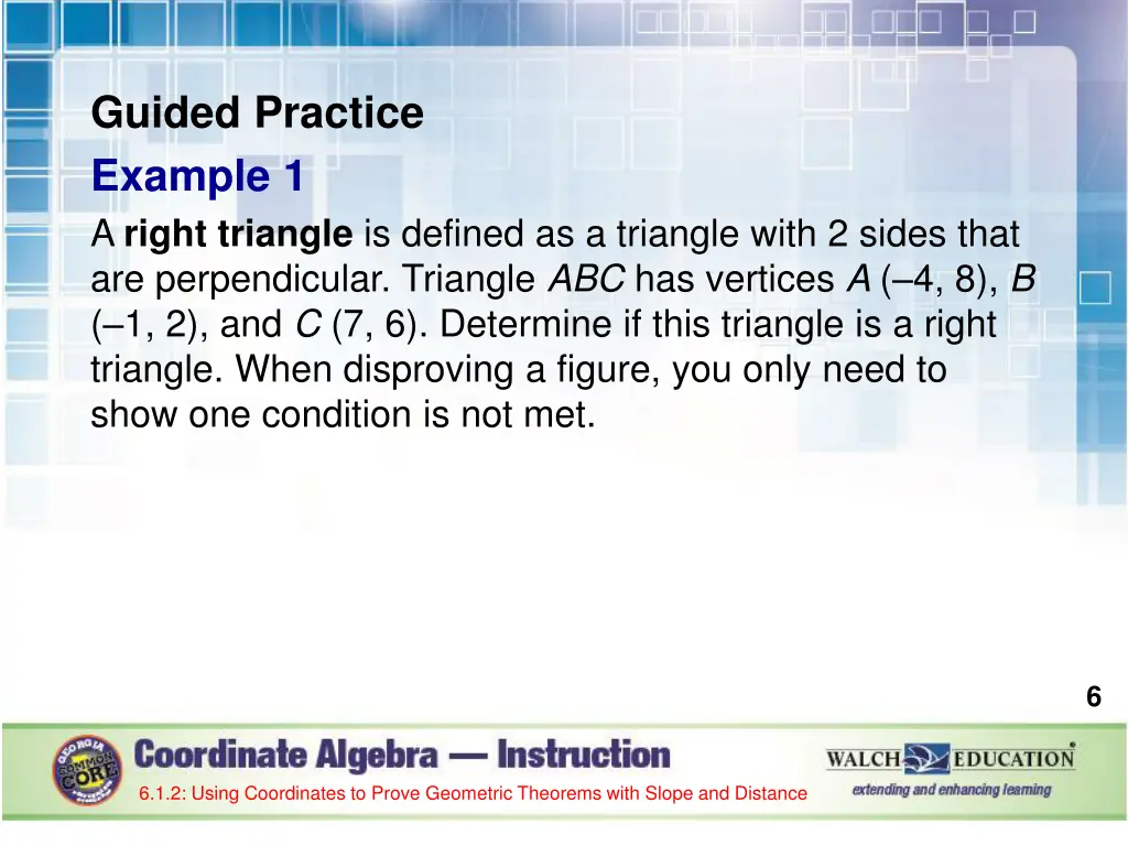 guided practice example 1 a right triangle