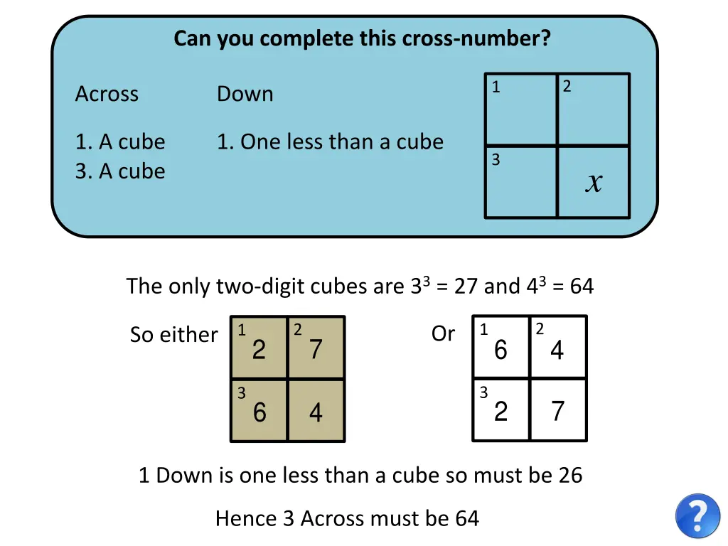 can you complete this cross number