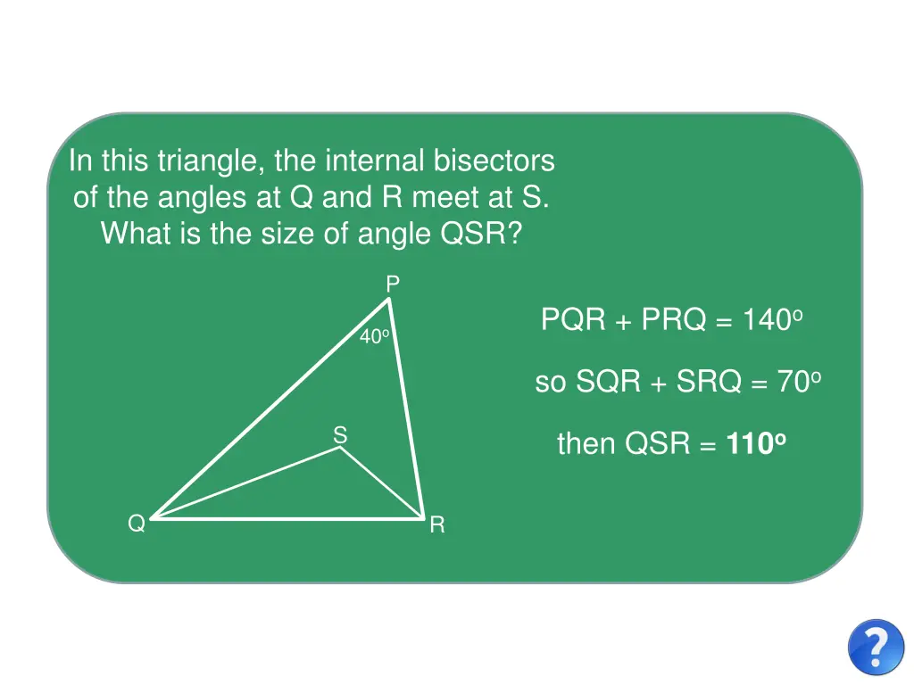 in this triangle the internal bisectors