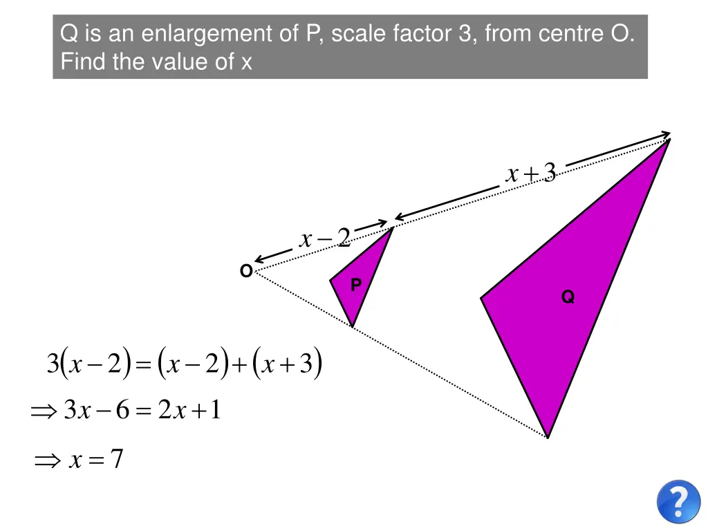 q is an enlargement of p scale factor 3 from