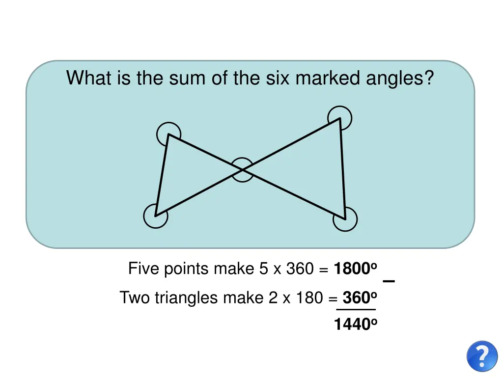 what is the sum of the six marked angles