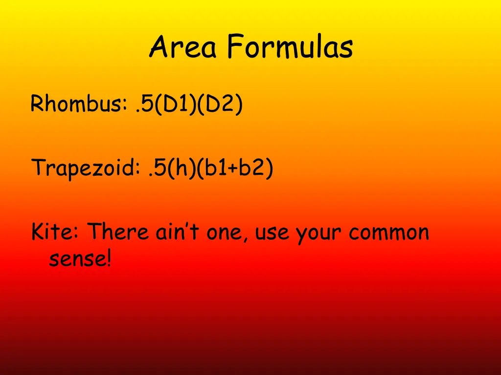 area formulas