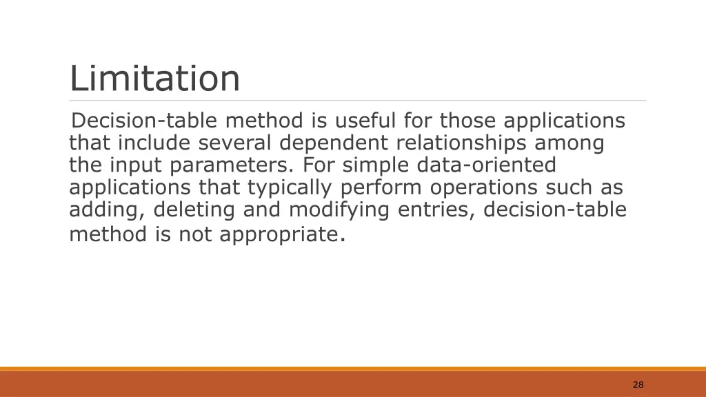 limitation decision table method is useful