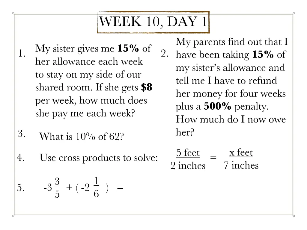 week 10 day 1